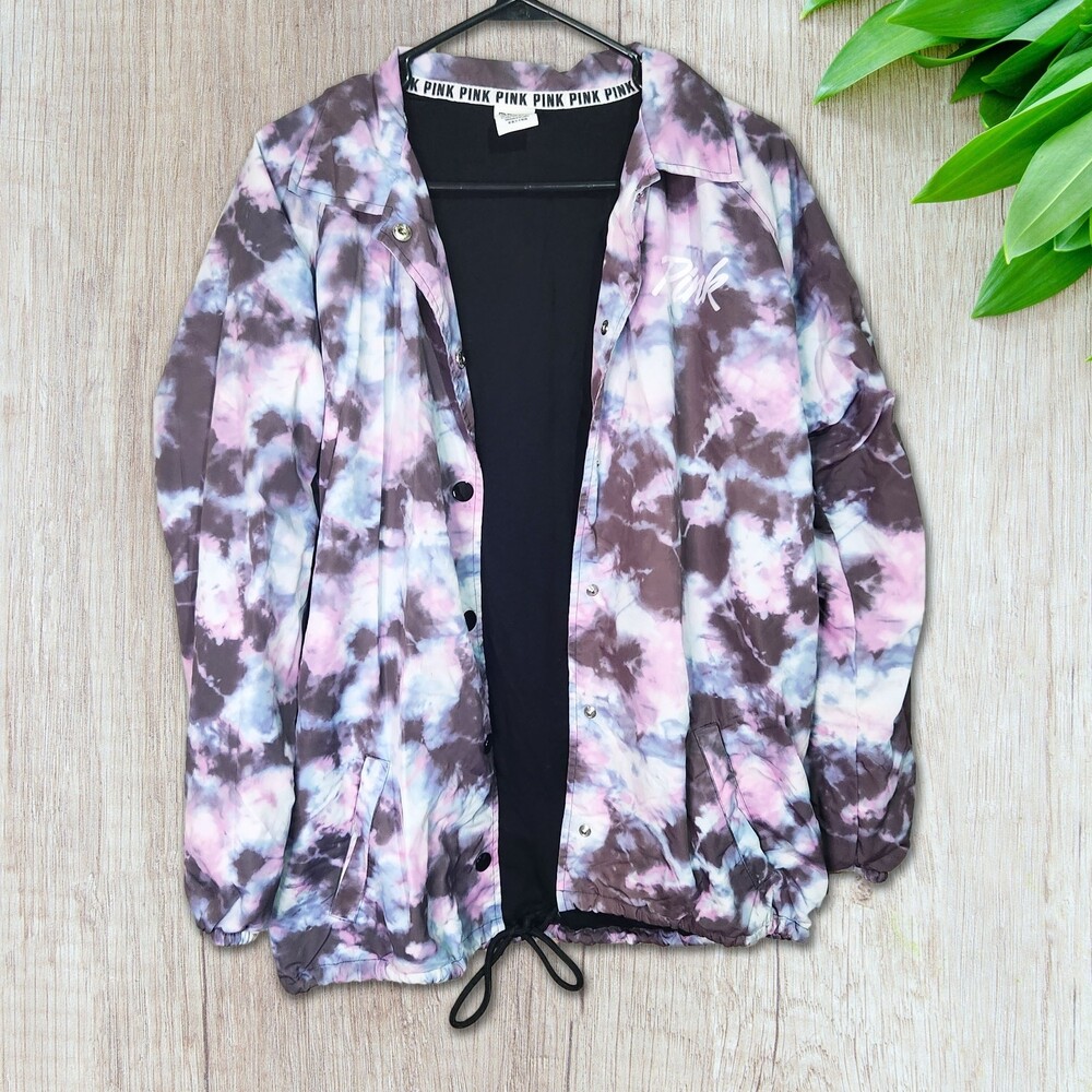 Victoria's Secret PINK Tie-Dye Button Up Windbreaker Size Small